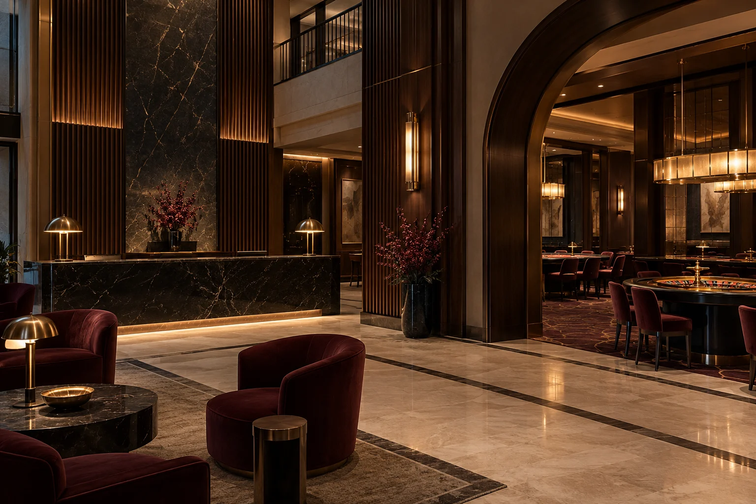 Illustrative fictional hotel lobby; not a photograph of a featured property